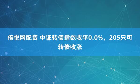 倍悦网配资 中证转债指数收平0.0%，205只可转债收涨