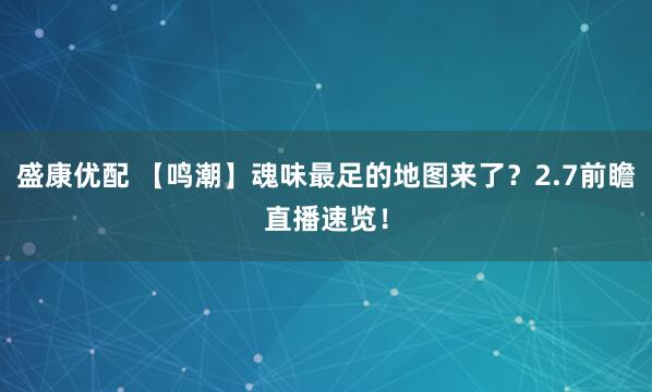 盛康优配 【鸣潮】魂味最足的地图来了？2.7前瞻直播速览！