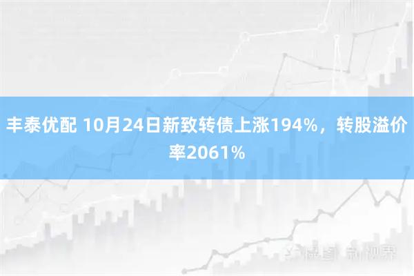 丰泰优配 10月24日新致转债上涨194%，转股溢价率2061%